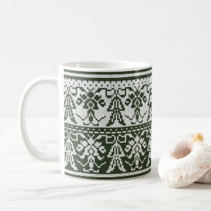 Original Stil White, isolerad kor-stygk mönster Kaffemugg