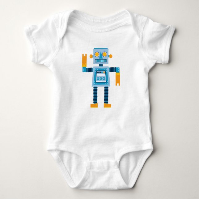 Original- tecknadblåttrobot t-shirt (Framsida)