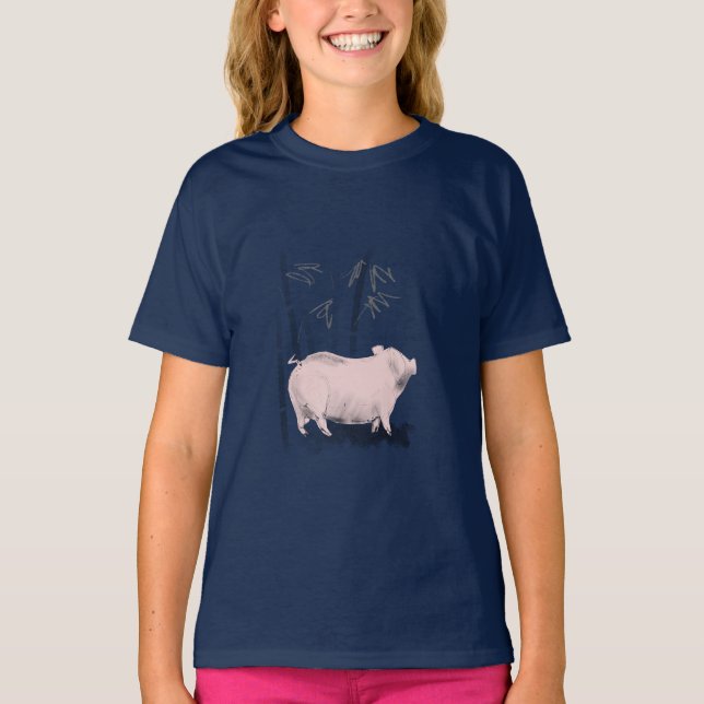 Original Teckning Gris och Bamboos Girl Shirt T (Framsida)