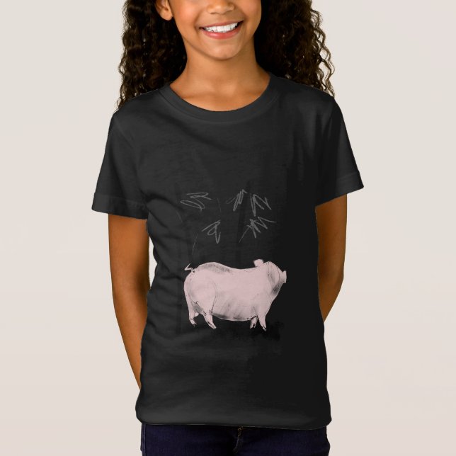 Original Teckning Gris och Bamboos Girl Shirt T Shirt (Framsida)