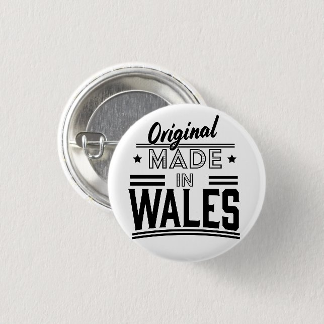 Original tillverkad i Wales Knapp (Framsida & baksida)