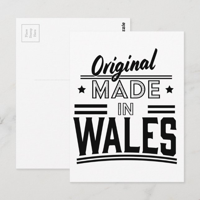 Original tillverkad i Wales Vykort (Fram/baksida)