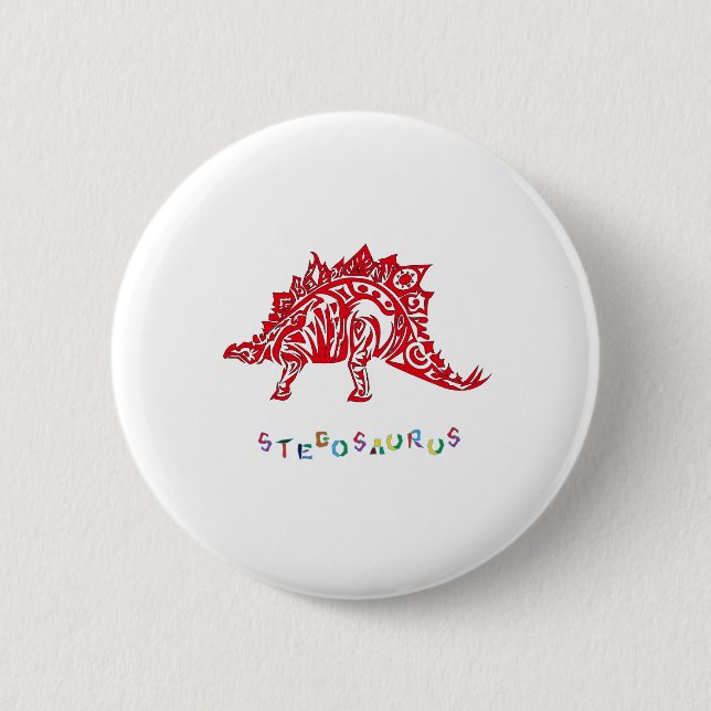 Original Tribal Stil Design Stegosaurus med Neme Knapp (Framsida)