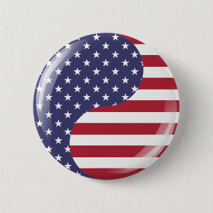 Original USA patriotic Ying Yang Symbol Knapp