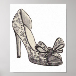 Original Valentino Shoe Mode Illustration Poster