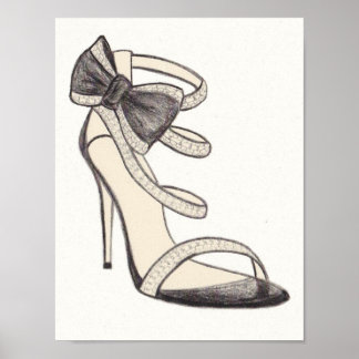 Original Valentino Shoe Mode Illustration Poster