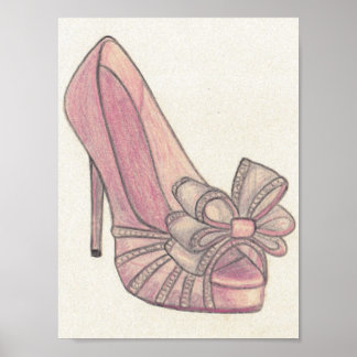 Original Valentino Shoe Mode Illustration Poster