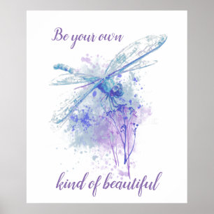 Original- vattenfärgslända i Mauve citationsteck Poster