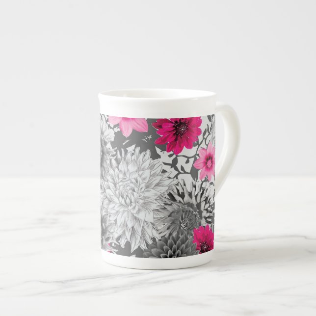 Original- vibrerande blom- mugg för rosor och för benporslin mugg (Framsida höger)