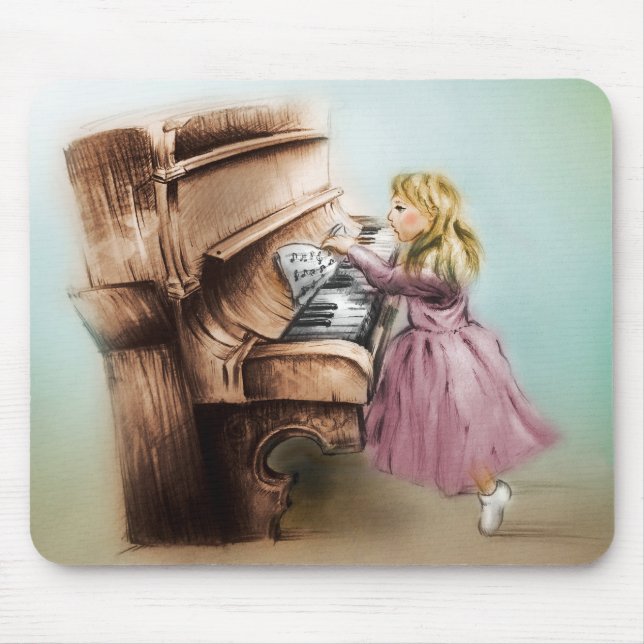 Original vintage art mousepad - Piano Girl Musmatta (Framsidan)