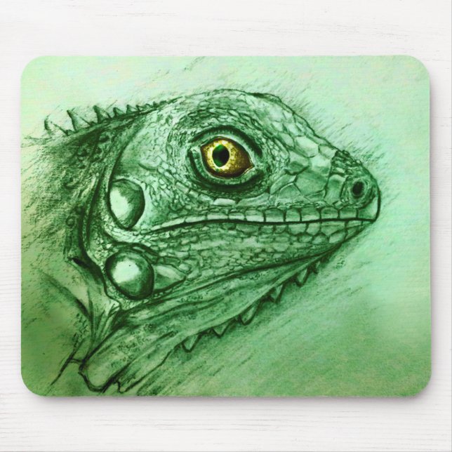 Original- vintagekonstmousepad - leguan musmatta (Framsidan)