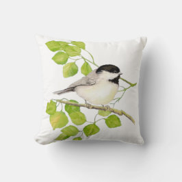 Original Watercolor Black Caps Chickadee Bird Kudde