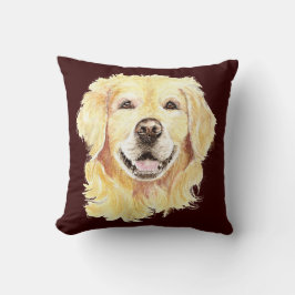 Original Watercolor Golden Retriever, Hund Pet Kudde