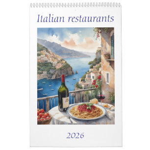 Original Watercolor Italy Restaurant 2026 Kalender