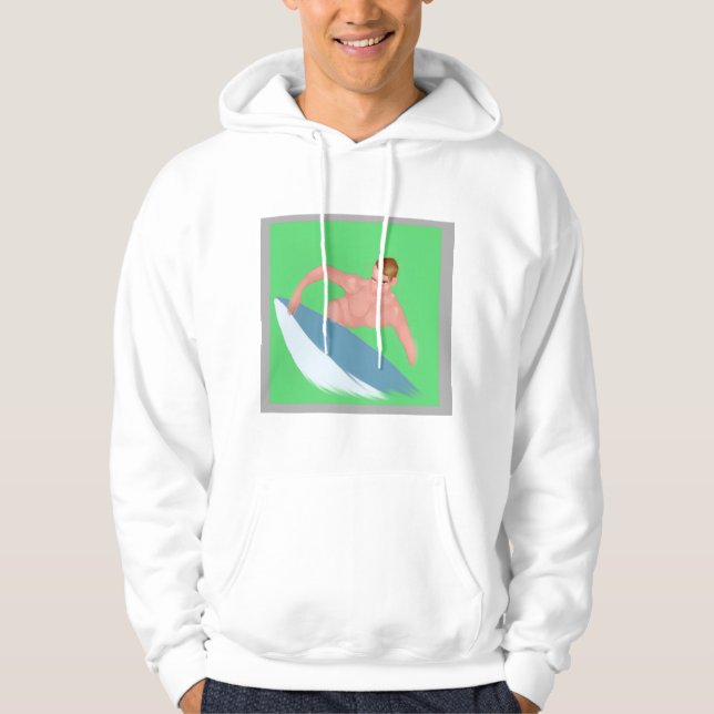 Original Watercolor Surf Print Tröja Hoodie (Framsida)