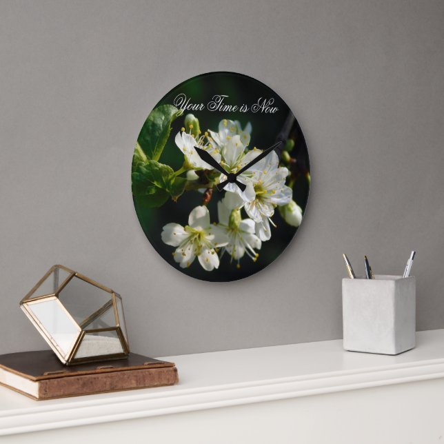 Original White Plum Art Custom Name Wall Clock Stor Klocka (Kontor)