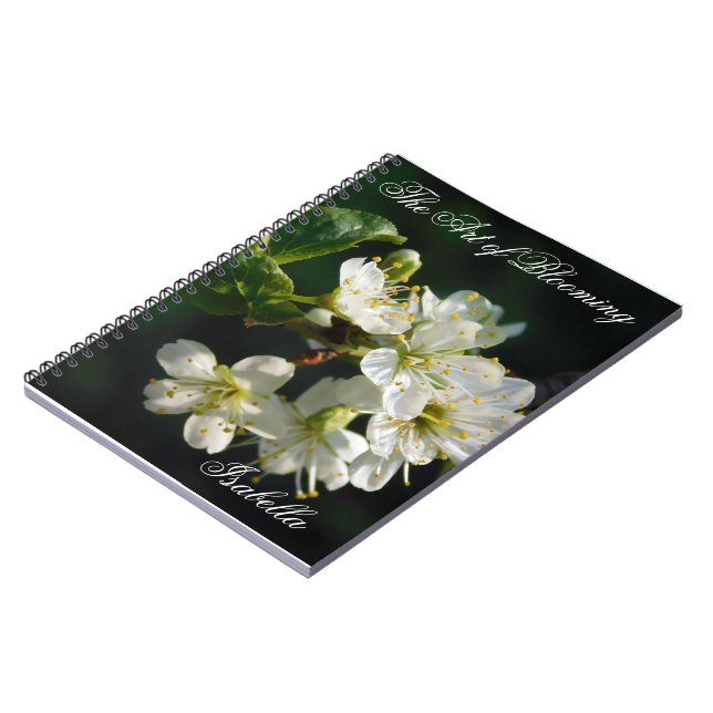 Original White Plum Blossom Art Spiral Notebook Anteckningsbok (Vänstra Sidan)