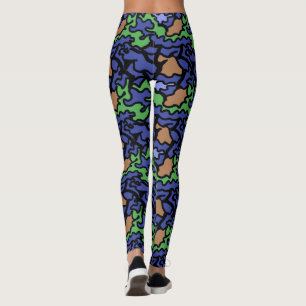 Originalblått Grönt Orange mönster Yoga Leggings