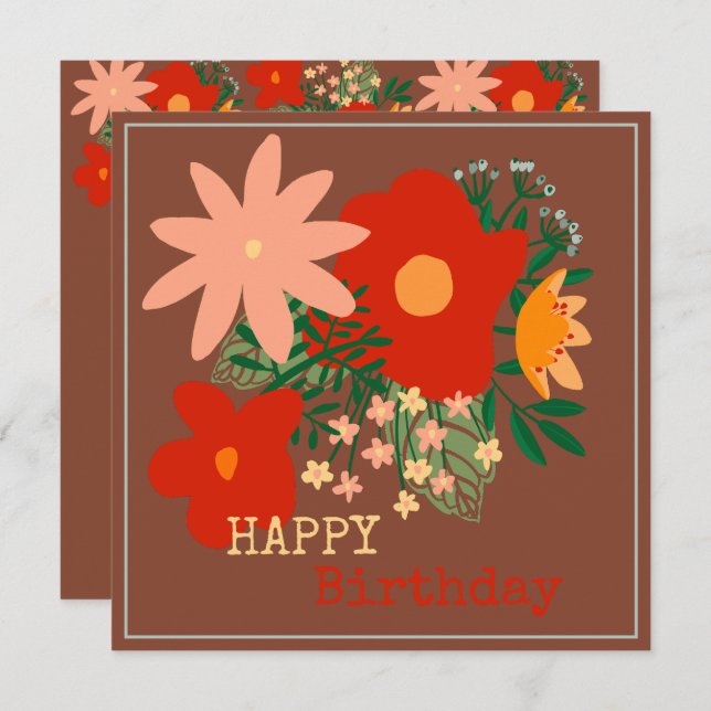 Originalblomma med grönfiskekort i grattis på föde inbjudningar (Fram/baksida)