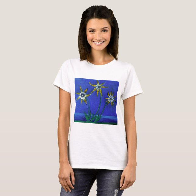 Originalblommor som målar grundläggande T-Shirt, v T-shirt (Hel framsida)