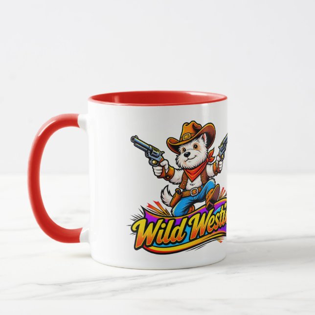 Originaldesign Söt Westie Cowboy Hund  Mugg (Vänster)