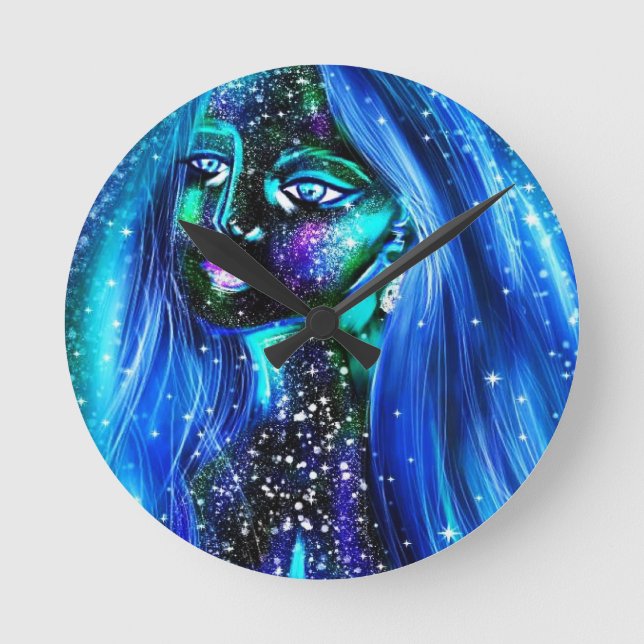 Originaldigitalkonst väggklocka, 8-tums rund akryl rund klocka (Framsida)