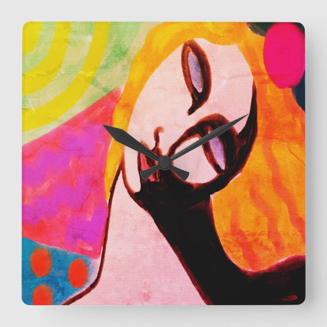 Originalfärgning av Abstrakt Fyrkantig Klocka (Framsida)