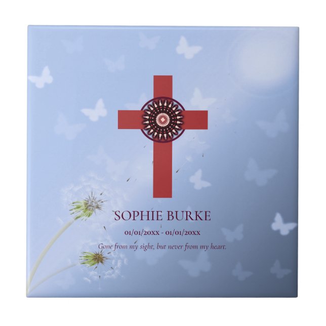 Originalfjädrar i Kor-design från Pet Memorial Kakelplatta (Framsidan)