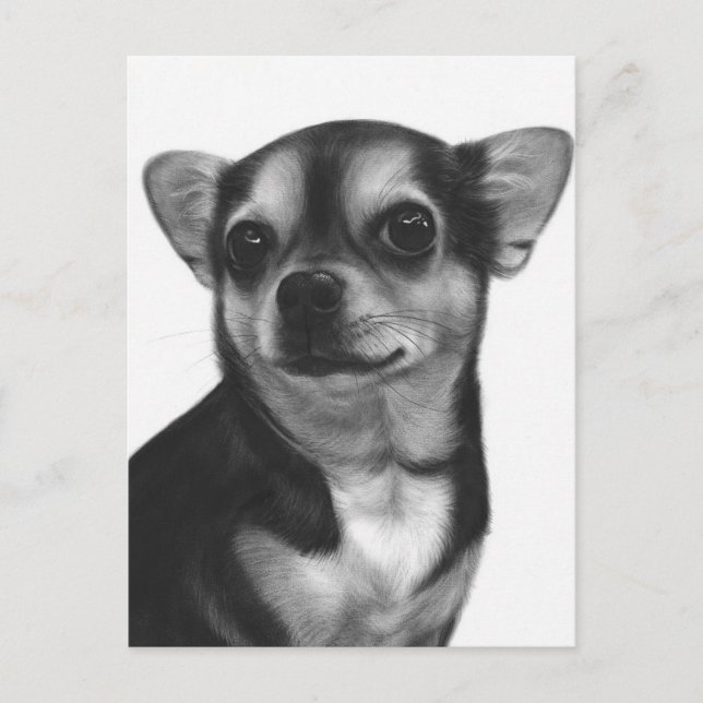 Originalhandsmålat Chihuahua-uttryck Vykort (Framsida)