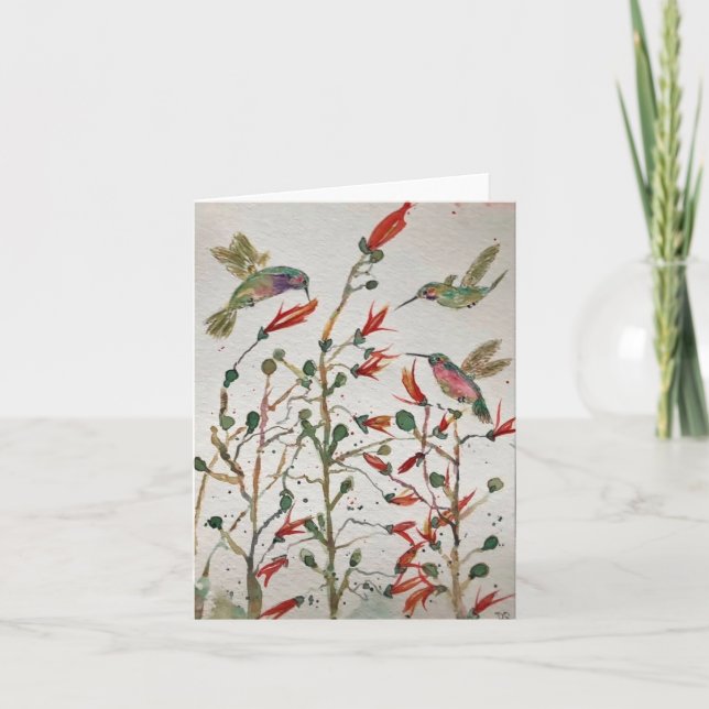 Originalhummingbird Art on Blank Card Kort (Framsida)