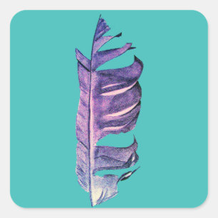 Originalillustration av bran Feather teckning Fyrkantigt Klistermärke