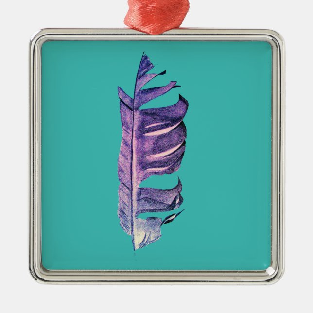 Originalillustration av bran Feather teckning Julgransprydnad Metall (Framsidan)