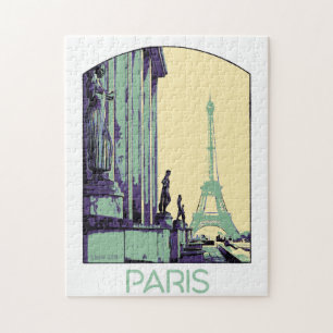 Originalillustration av Paris Frankrike, Eiffel to Pussel