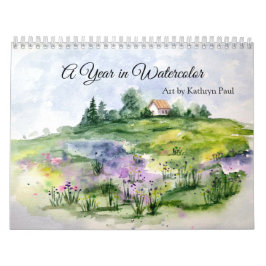 Originalkalender för vattenfärgers konstvägg kalender