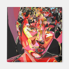 Originalkonst Abstrakt Female Porträtt Magnet