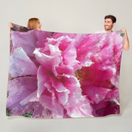 ** Originalkonst AR1 - Rosa Peonys blomstermålnin Fleecefilt