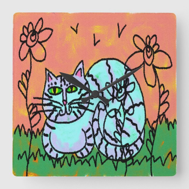 Originalkonst av Abstrakt Fyrkantig Klocka (Framsida)