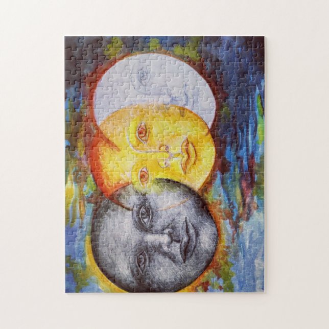 Originalkonsten sol måne eclipse pussel (Vertikal)