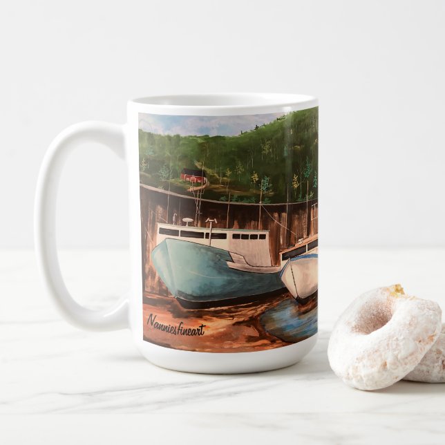 Originalkonstverket Mugg i fiskesamhället (Med munk)
