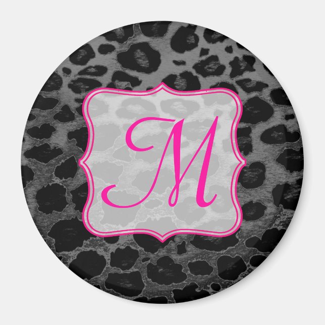 Originalmagnet av Cheetah Spot Animal Print Monogr Magnet (Framsidan)