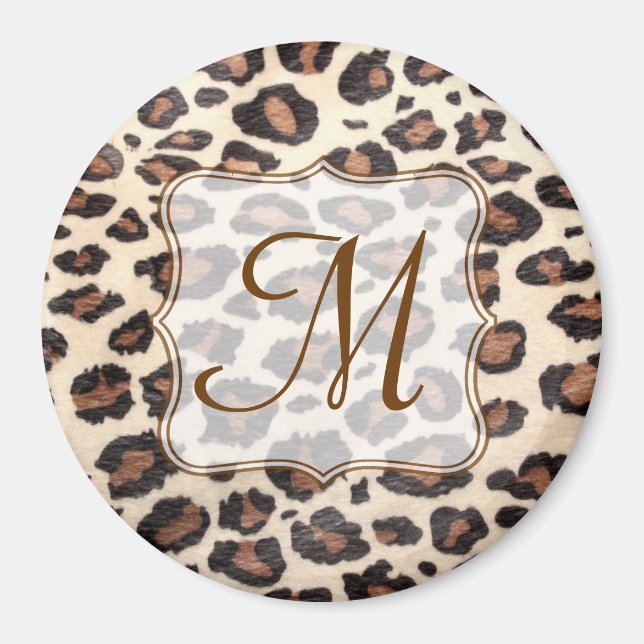 Originalmagnet av Cheetah Spot Animal Print Monogr Magnet (Framsidan)