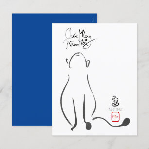 Originalmålarfärg Cat Vietnamese New Year 2023 VHP Helg Vykort