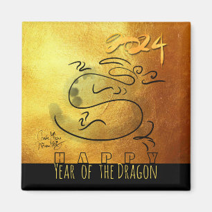 Originalmålarfärg Dragon Vietnamesisk nyår 2024 Magnet