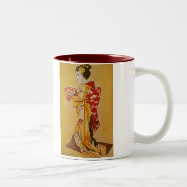 Originalmålning av japansk Geisha-vattenfärg Två-Tonad Mugg (Höger)