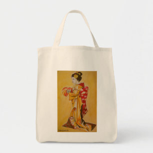 Originalmålning av japansk Geisha-vattenfärg Tygkasse