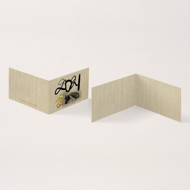 Originalmålning Vatten Buffalo Ox nyår FC Kort (In- och utsida)