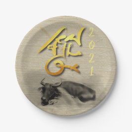 Originalmålning Vatten Buffalo Ox nyår PP