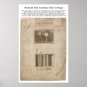 ORIGINALpatent för bomullsrensningsmaskinen (1794) Poster