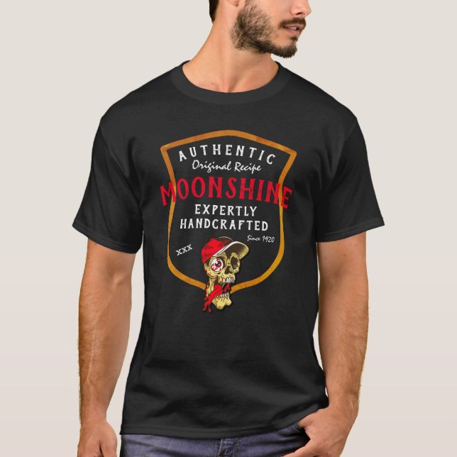 Originalrecept Moonshine Funny Ansikte T Shirt (Framsida)