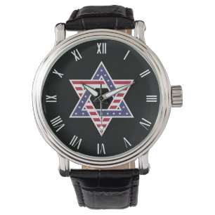 Originalstjärnan av David-symbolen stilized USA fl Armbandsur